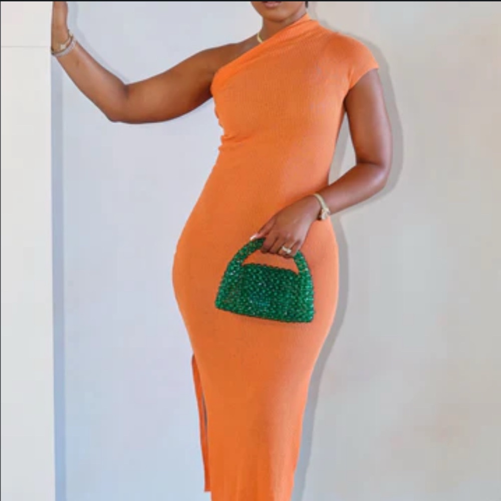 Orange One-Shoulder Dress